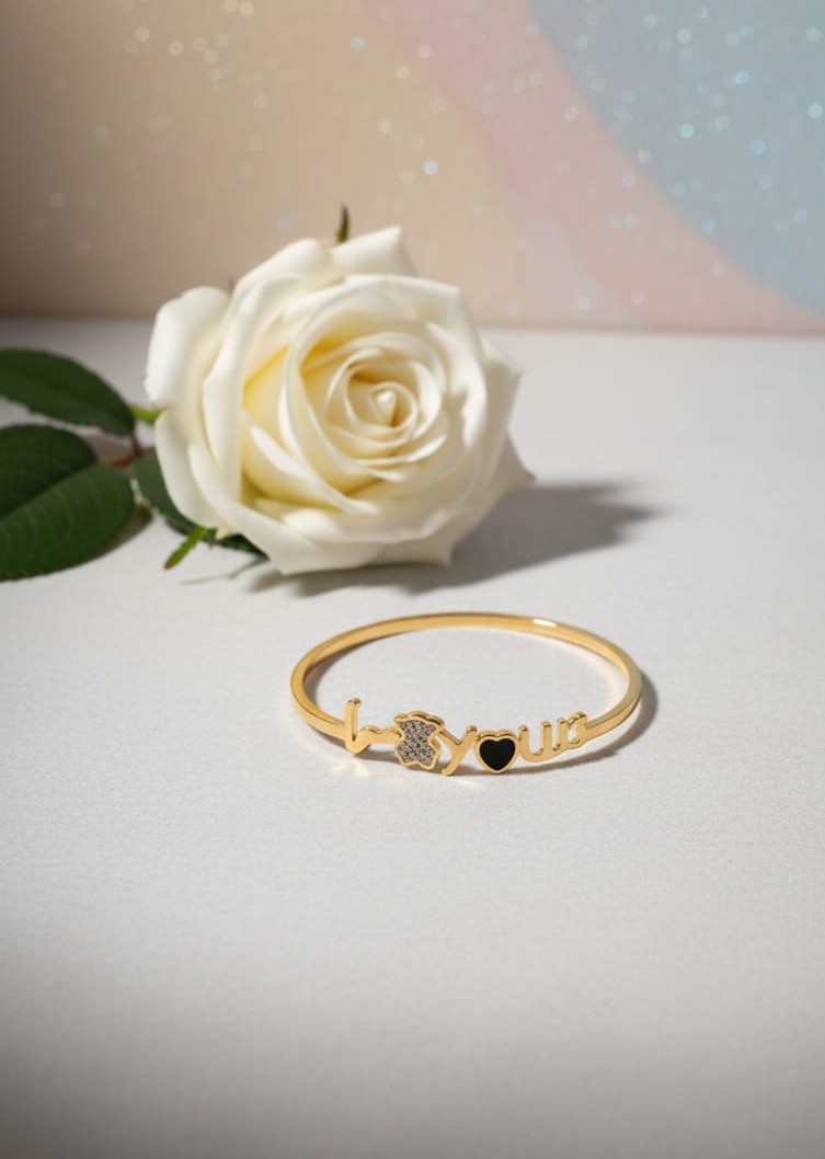 Premium "I Love You" Bracelet for Women | Anti-Tarnish, Hypoallergenic, Stainless Steel, Gold Finish