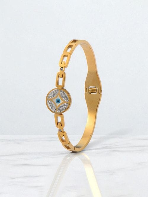 Gold-Plated Stainless Steel Evil Eye Inspired Bracelet for Women | Hypoallergenic | Anti-Tarnish