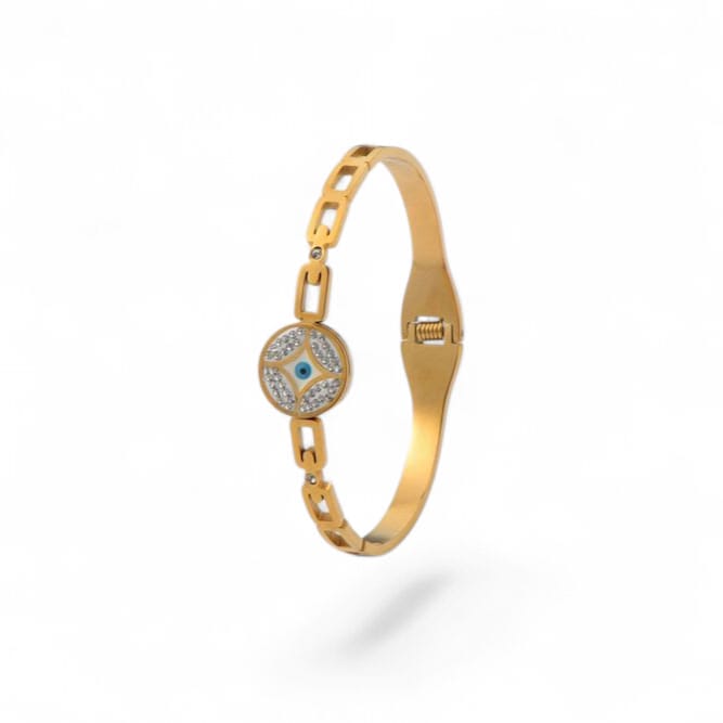 Gold-Plated Stainless Steel Evil Eye Inspired Bracelet for Women | Hypoallergenic | Anti-Tarnish