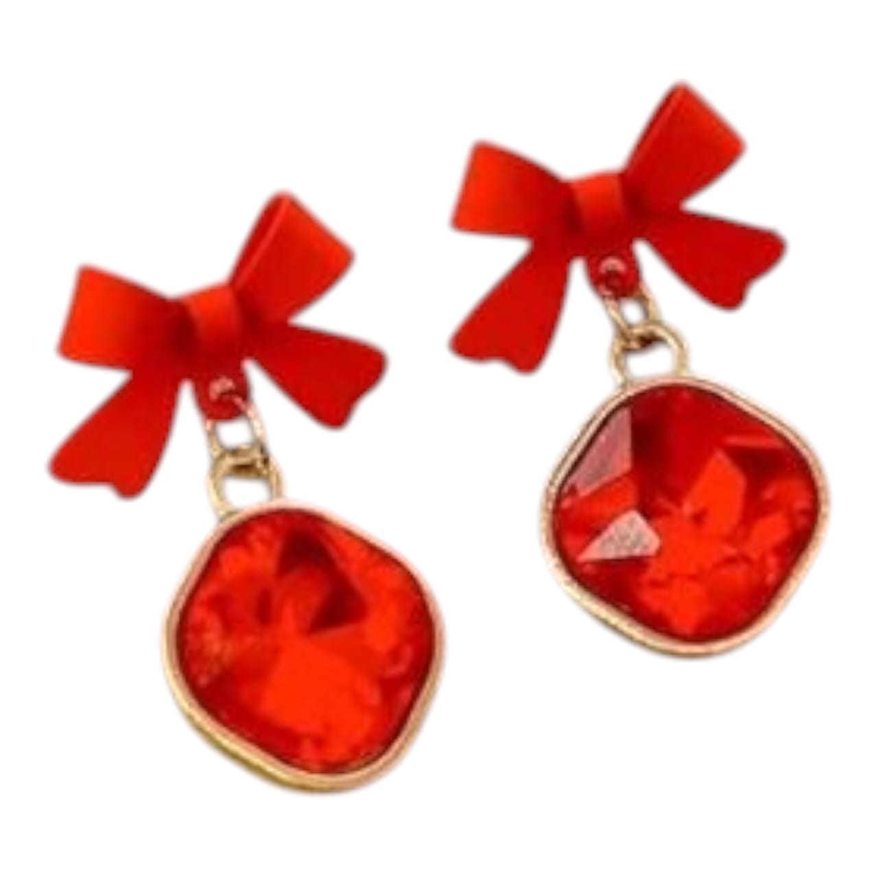 Red Bow Gemstone Earrings