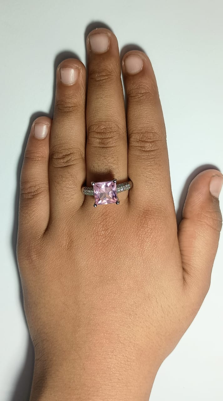 Pink Sapphire Silver Ring