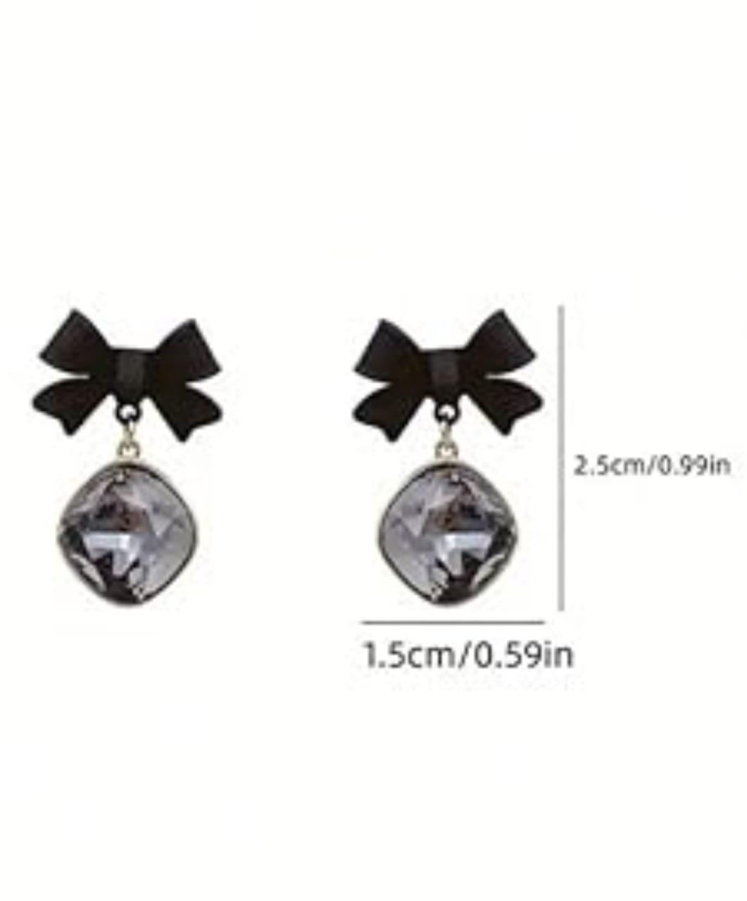 Anti-Tarnish Black Bow Dangle Earrings for Girls | Hypoallergenic Crystal Stone | Western