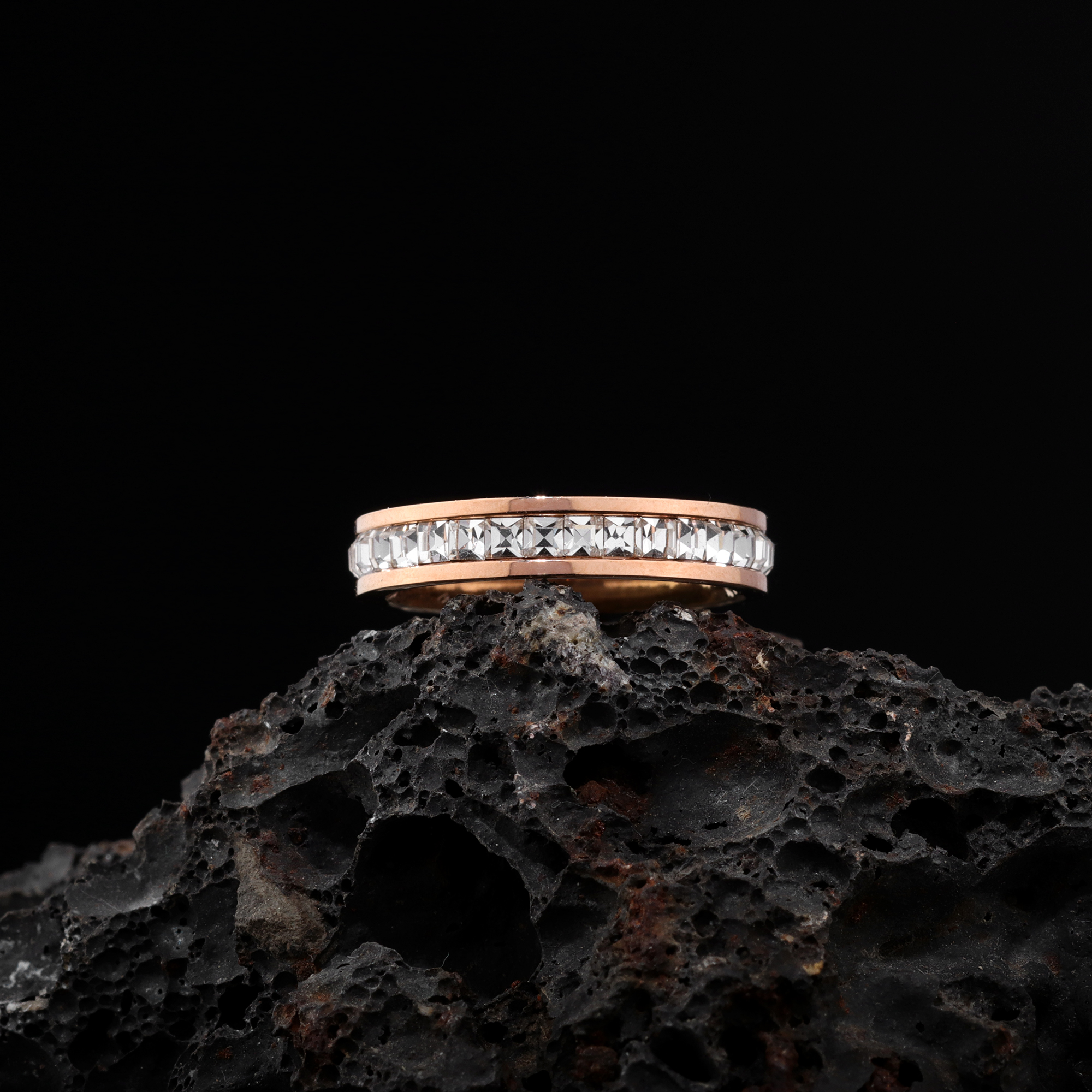 Gold Crystal Band Ring