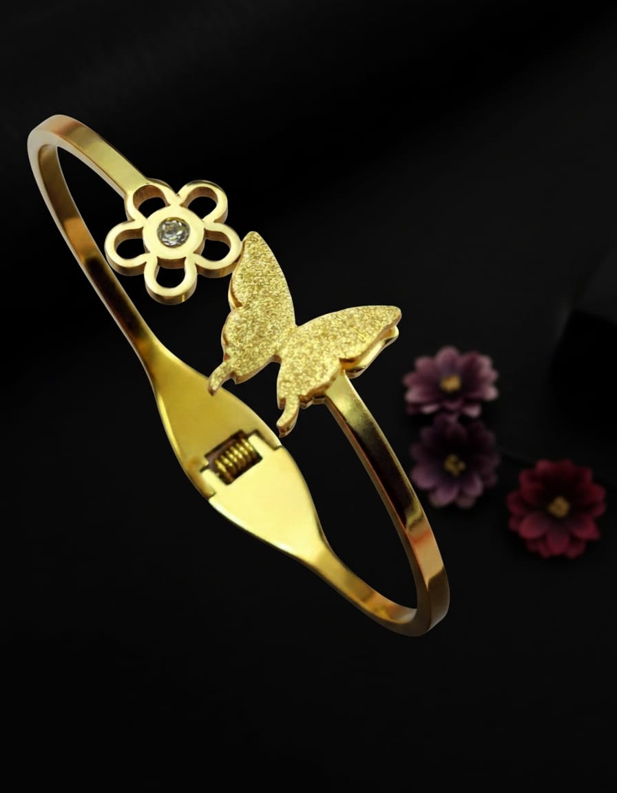Butterfly & Flower Design Bracelet – Hypoallergenic, Anti-Tarnish, High Purity Stainless Steel