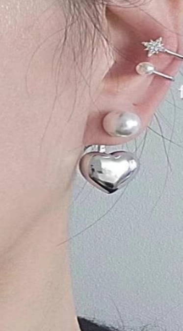 Heart and Pearl Stud Earrings