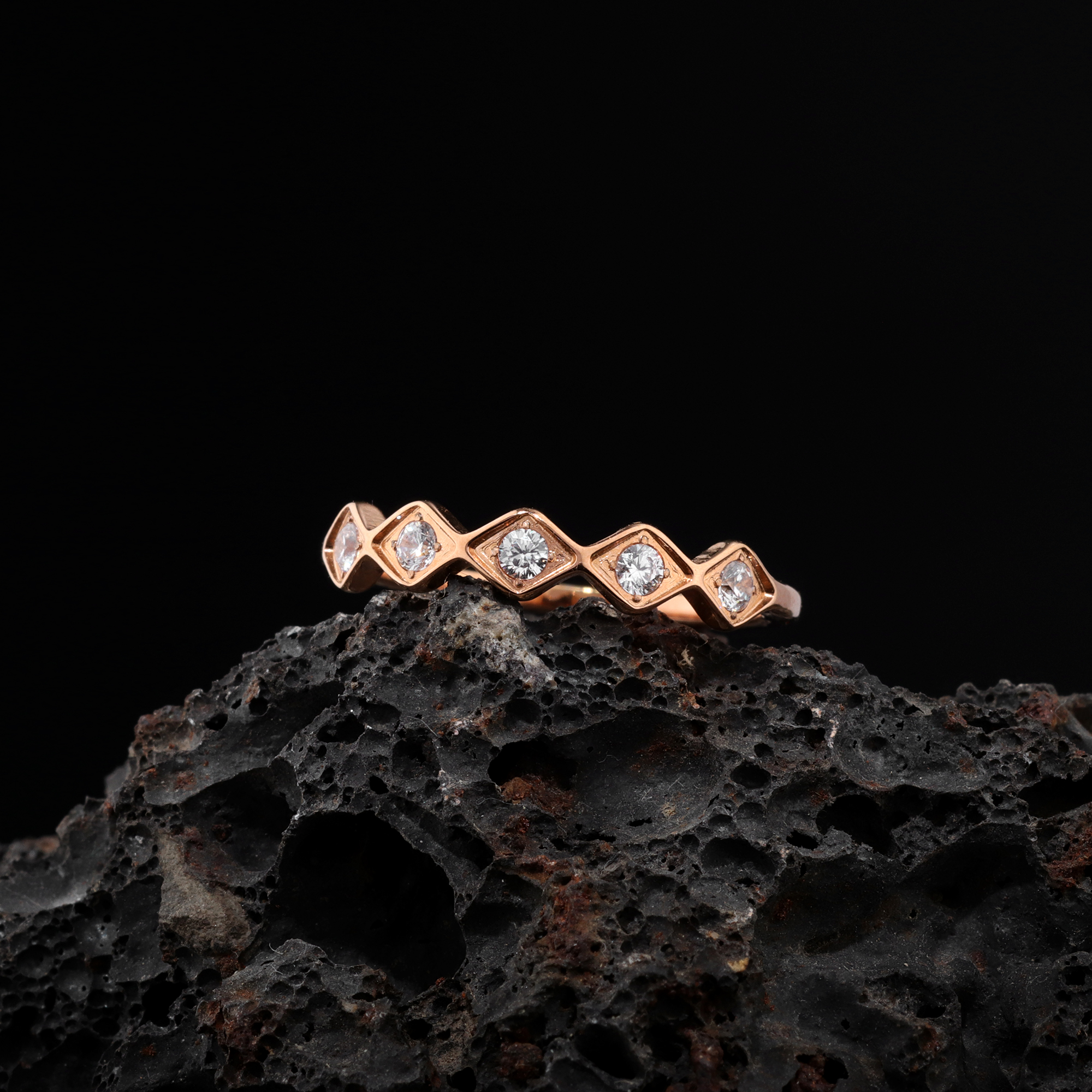 Latest designer Gold Color Ring with Zig-Zag Stones, Latest ring for women, Anti tarnish
