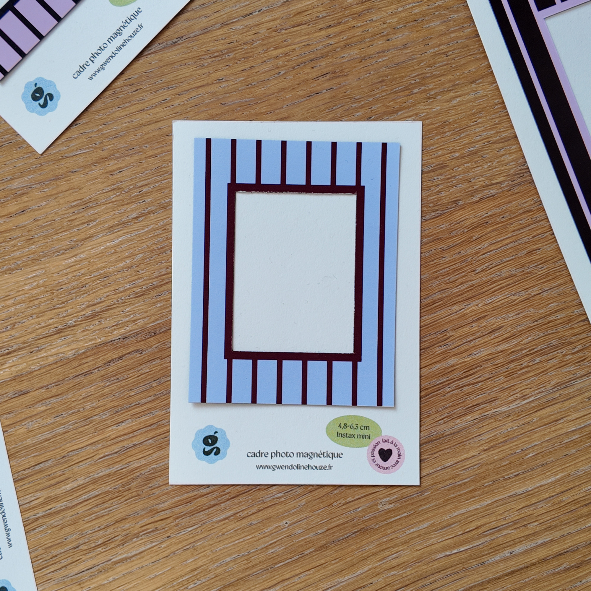 Cadre magnétique rayure bleu