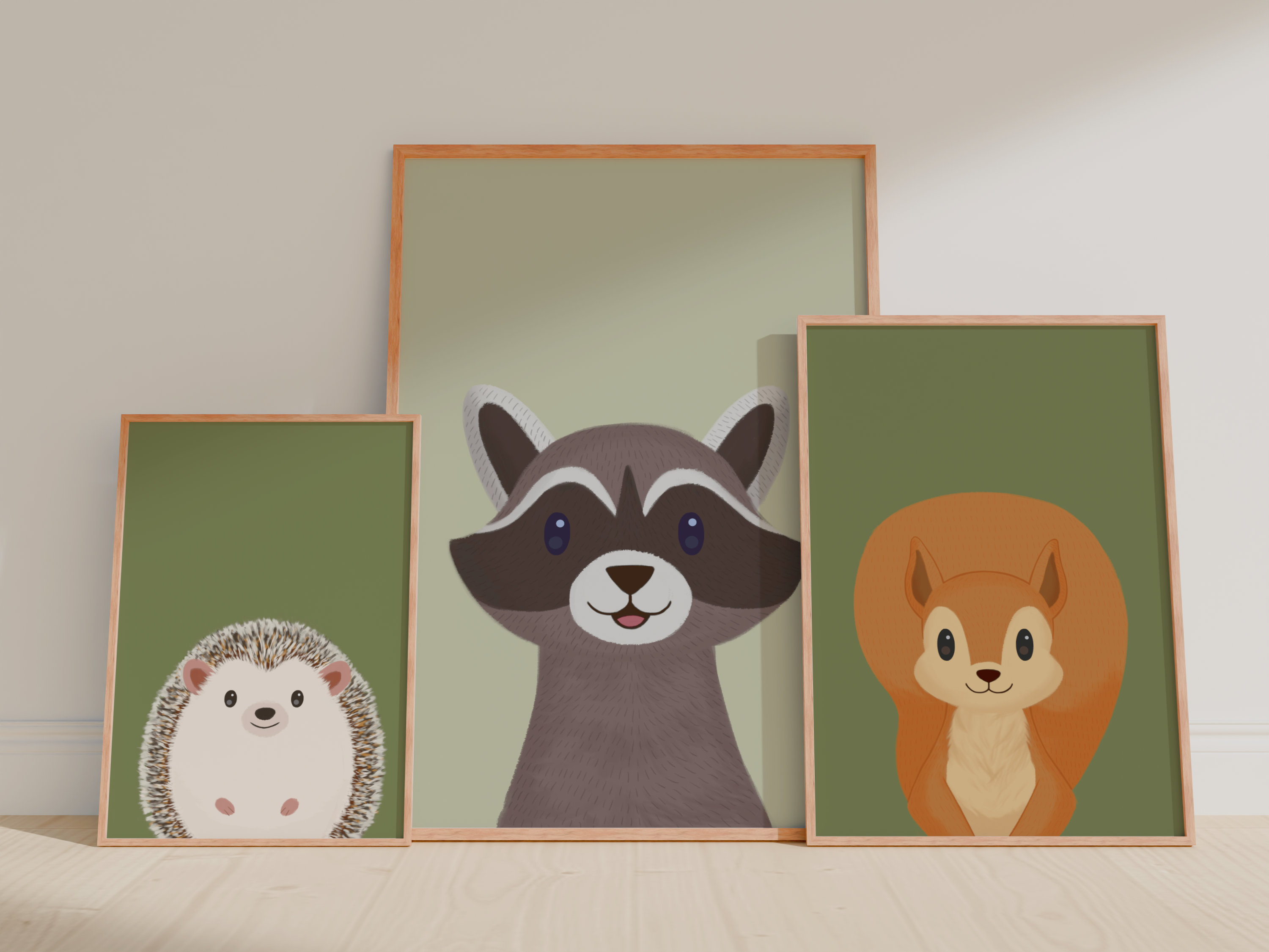 Woodland Animals Wall Art Set - Printable Nursery Illustrations (6-Piece Set)
