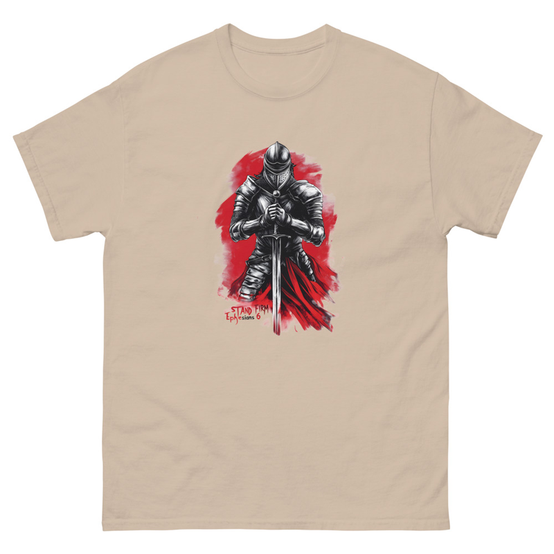 Stand Firm Ephesians 6 Knight T-Shirt | Christian Warrior Armor of God Shirt | Faith Based Sword Knight Graphic Tee