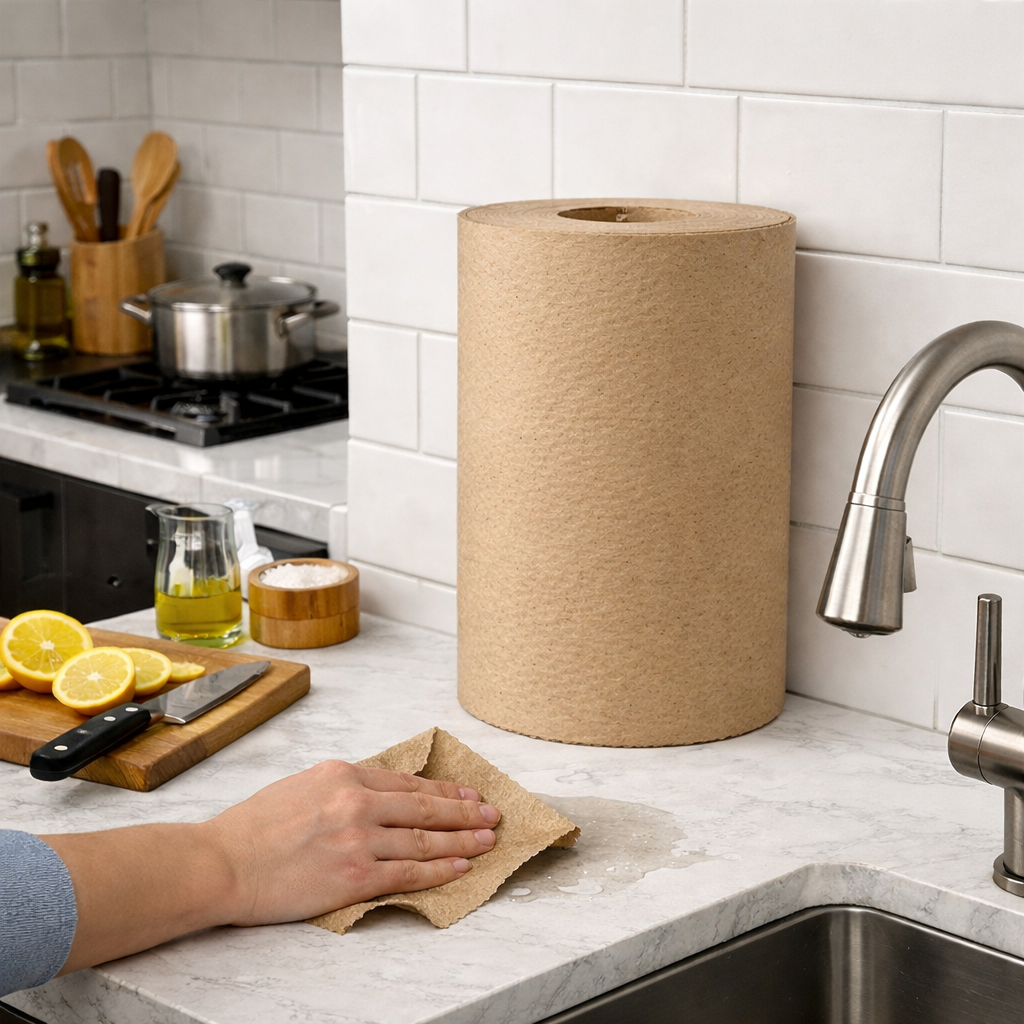 Lavex 8" Natural Kraft Hardwound Paper Towel, 800 Feet / Roll - 6/Case