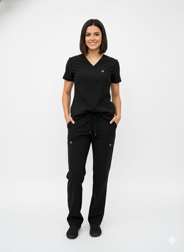 Conjunto de uniforme médico negro