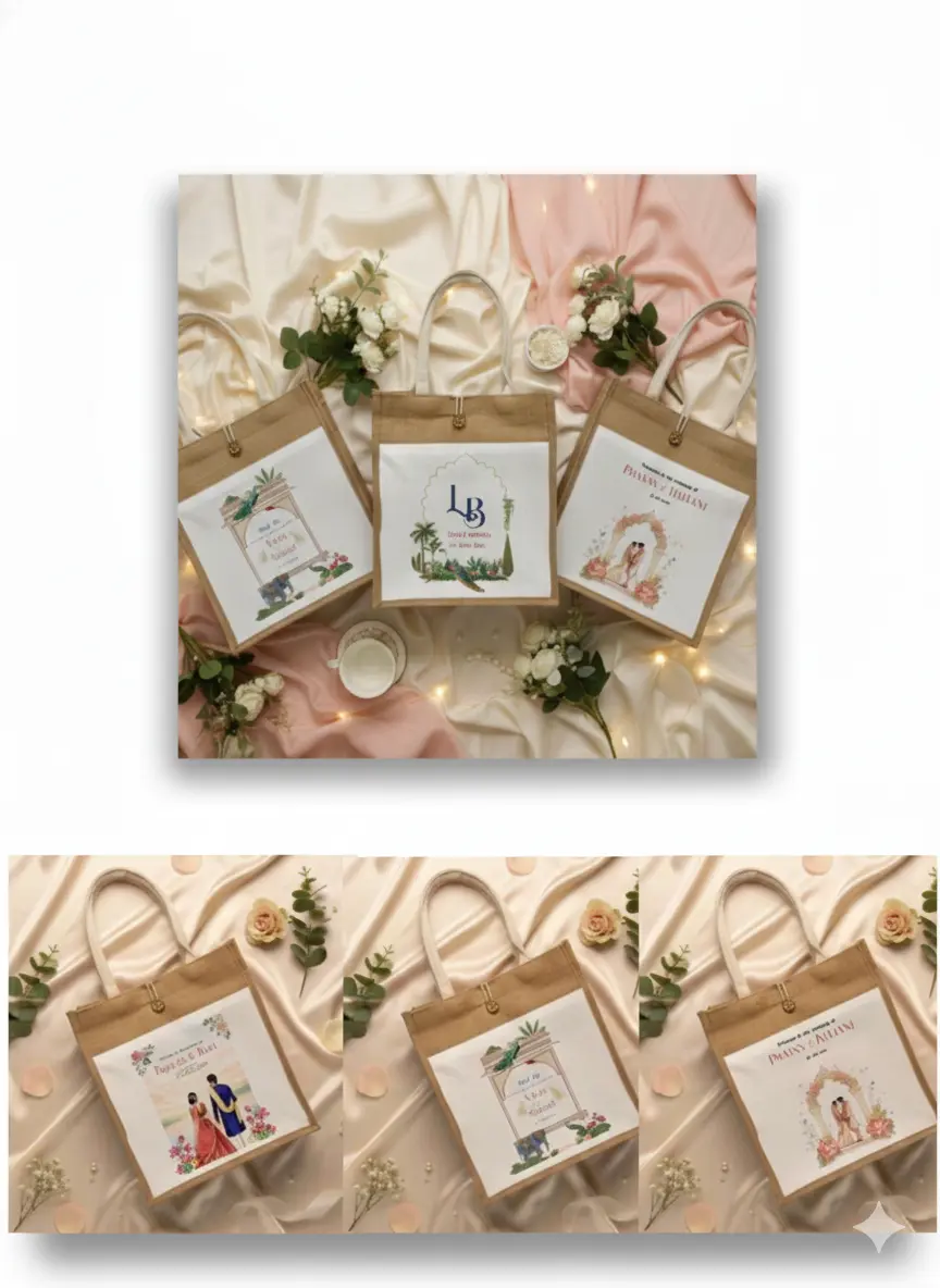 Personalised Wedding Jute Bags