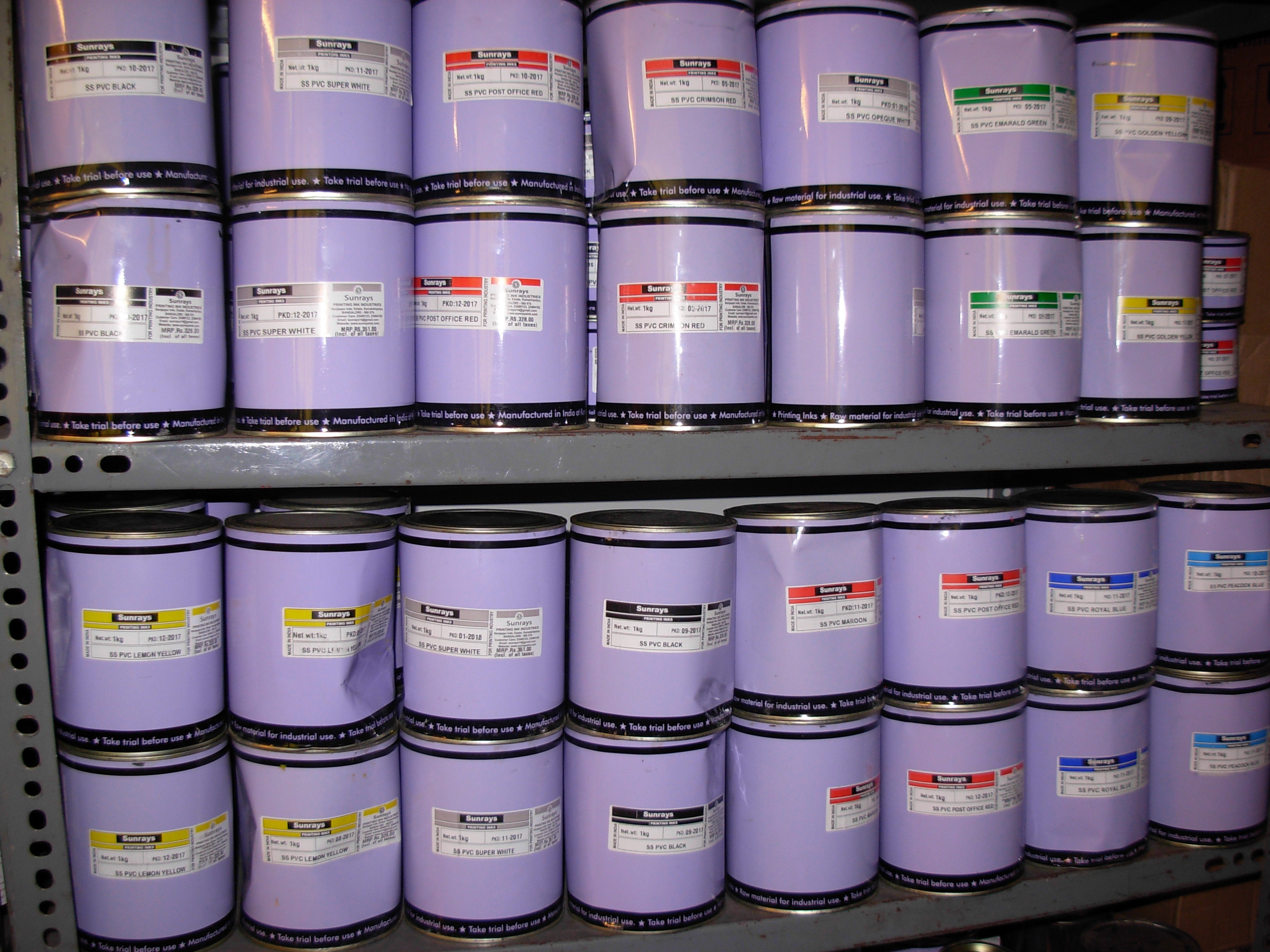 Sunrays screen printing pvc ink all colours