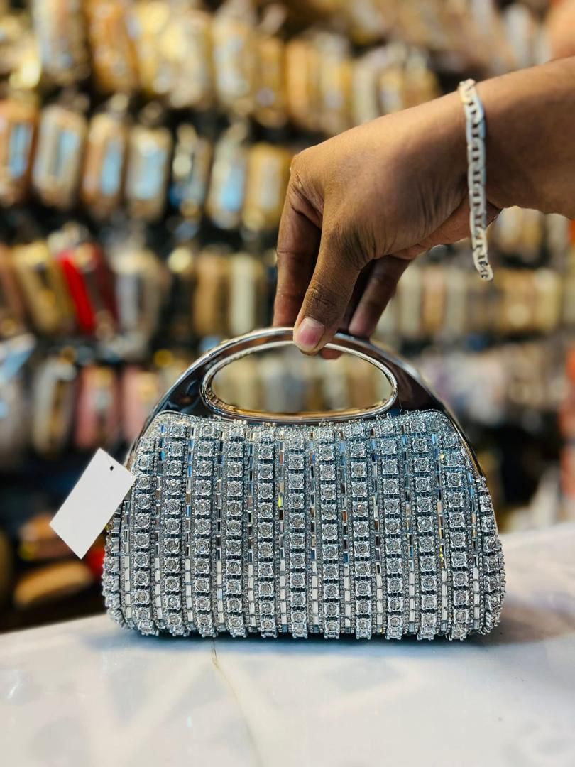 Luxury rhinestone-embellished evening clutch bag