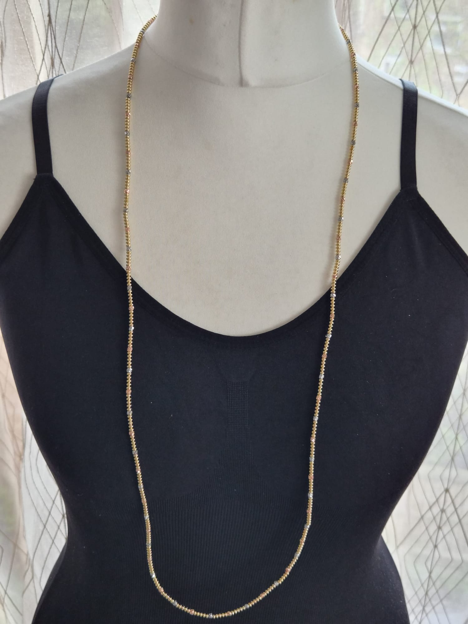 Gold Beaded Long Necklace
