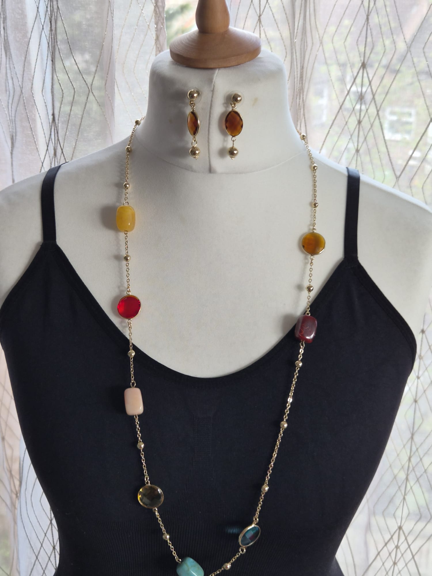 Multicolour Bead Necklace & Earring Set