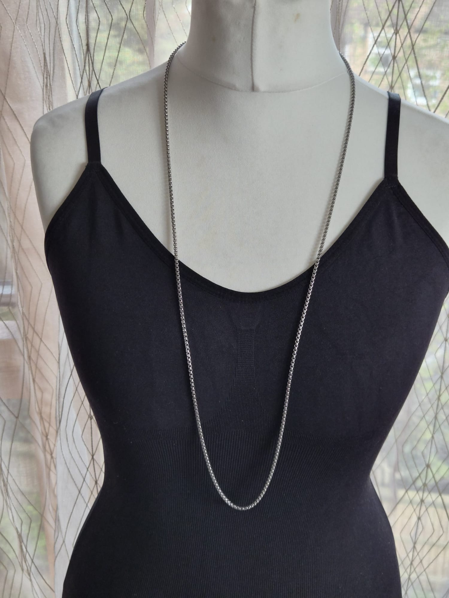 Long Silver Chain Necklace