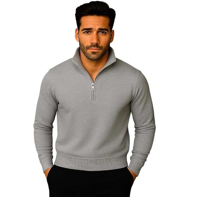 Gray Quarter-Zip Pullover