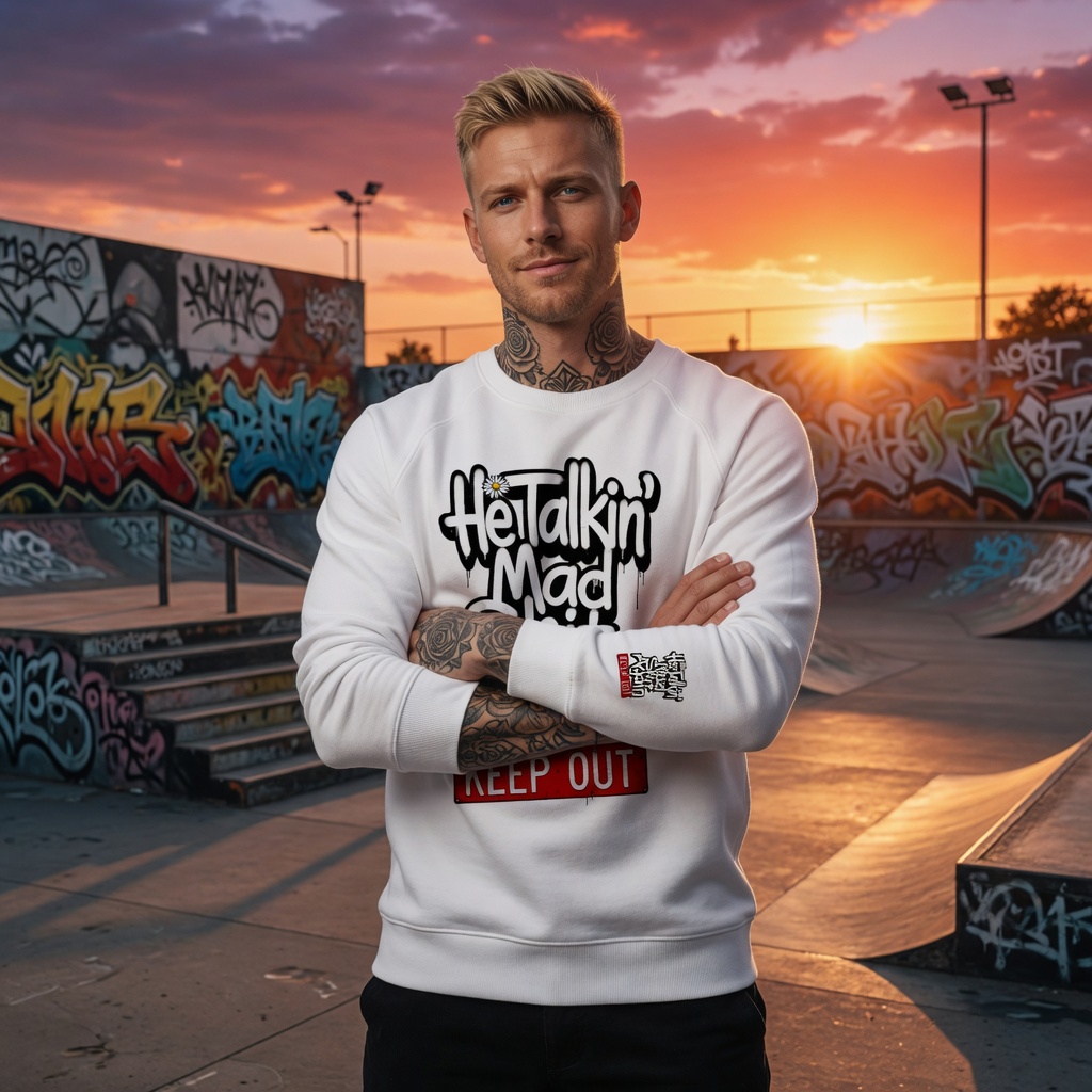 Talking organic raglan sweatshirt