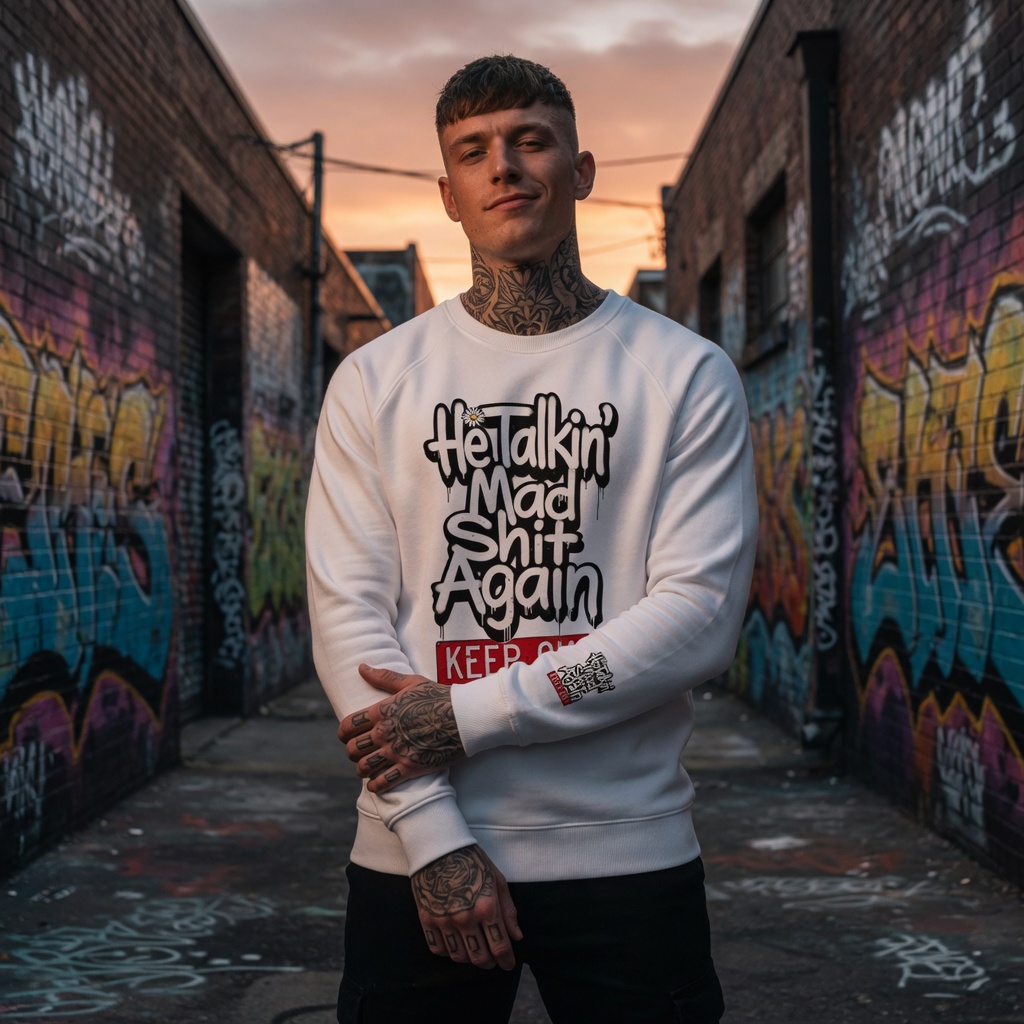 Talking organic raglan sweatshirt