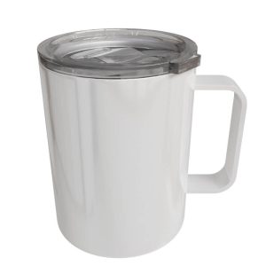 Double Wall Stainless Steel White Coffee Mug