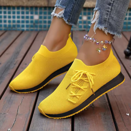 Yellow Knit Sneakers