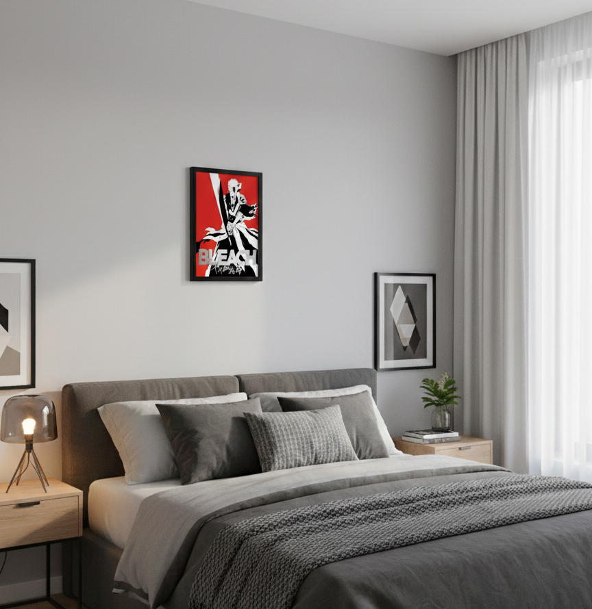 Bleach Ichigo Kurosaki Anime Poster – A4 Framed Wall Art