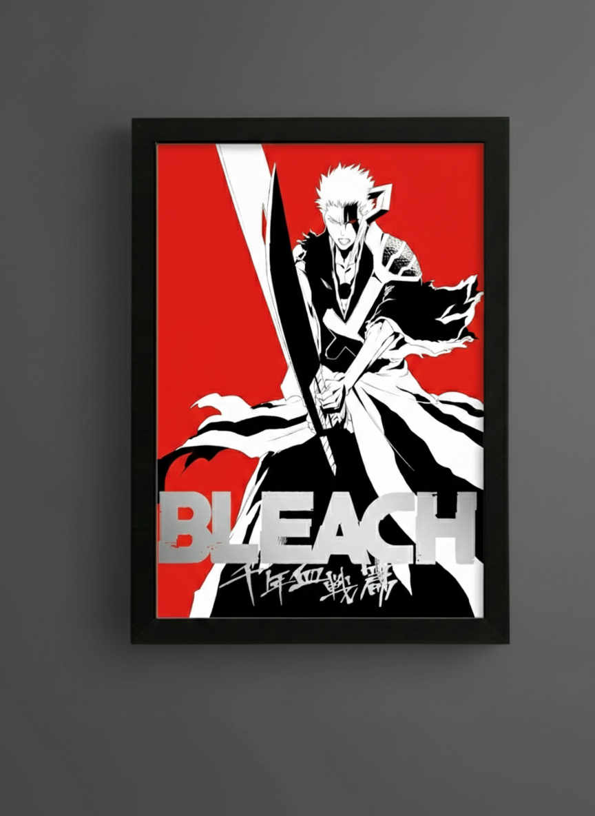 Bleach Ichigo Kurosaki Anime Poster – A4 Framed Wall Art