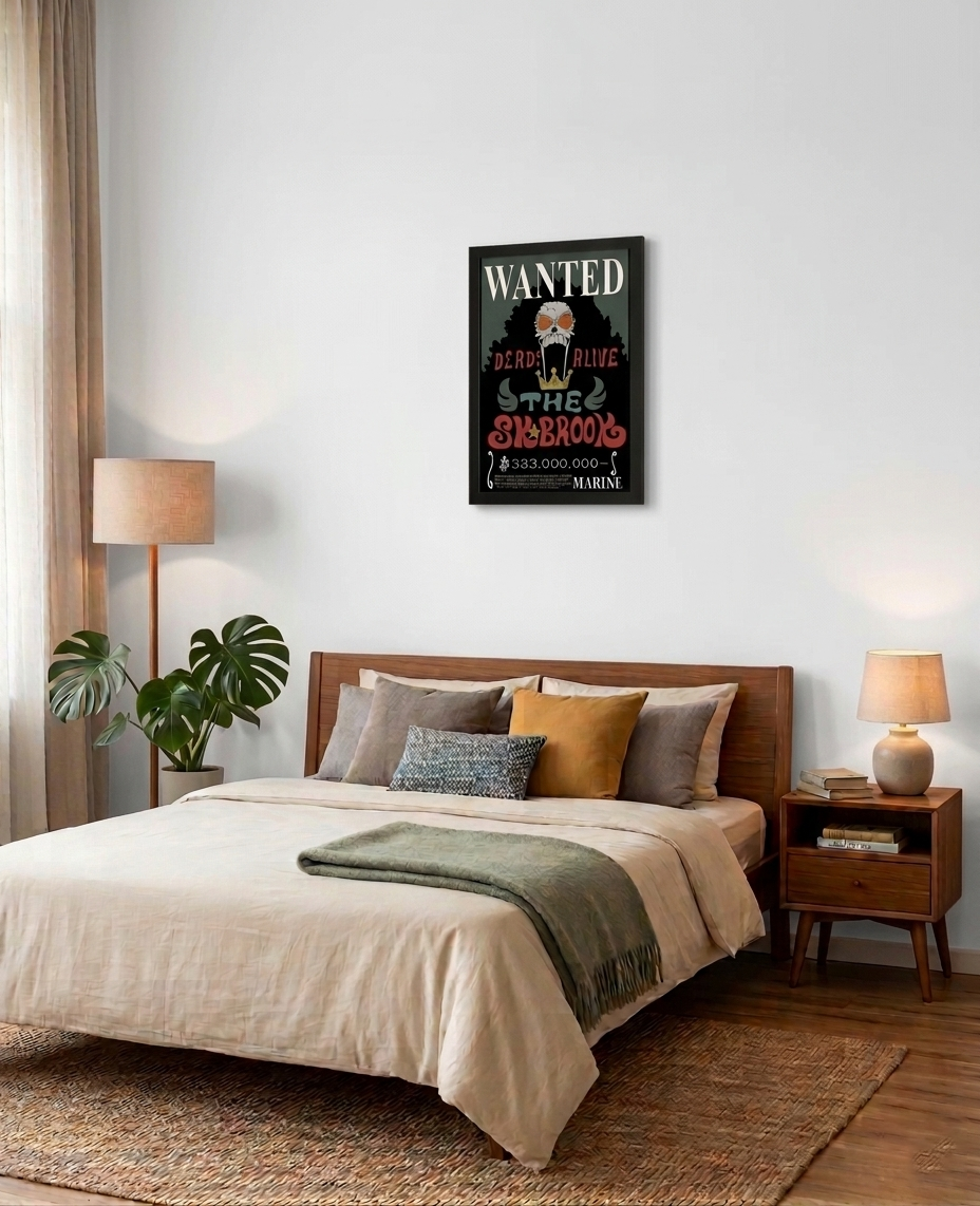 One Piece Soul King Brook Wanted Poster - Framed A4 Anime Wall Art