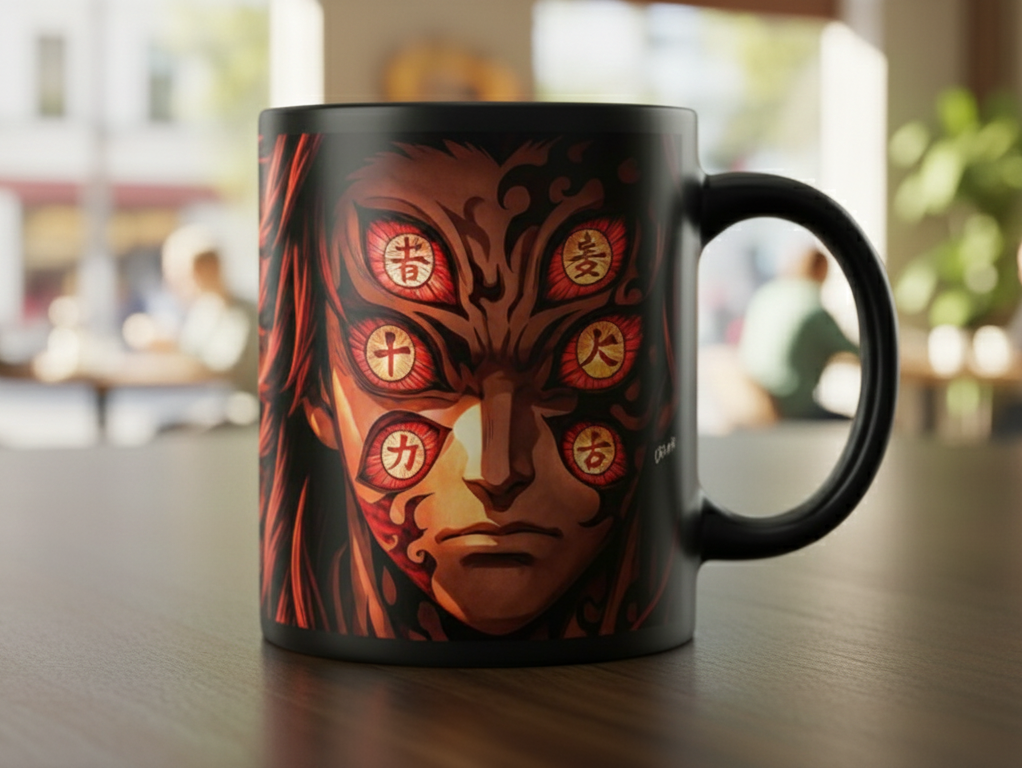 Kokushibo Demon Slayer Magic Mug - Heat Sensitive Matte Black Finish