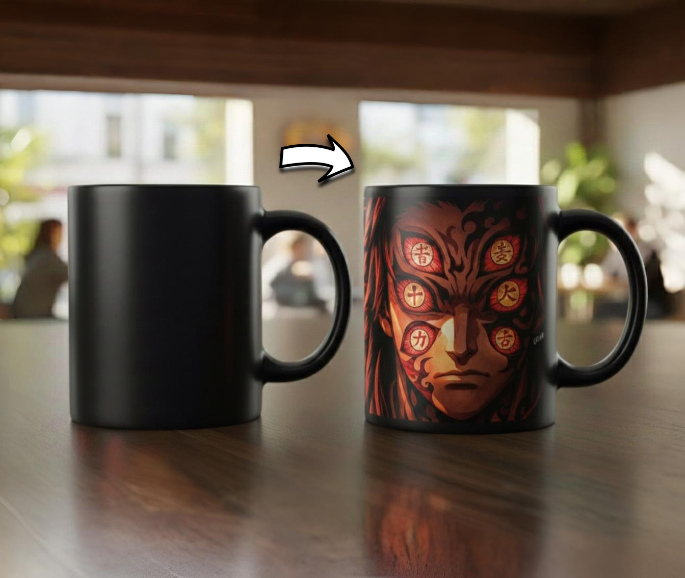 Kokushibo Demon Slayer Magic Mug - Heat Sensitive Matte Black Finish