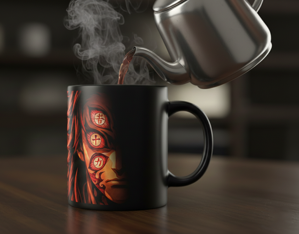 Kokushibo Demon Slayer Magic Mug - Heat Sensitive Matte Black Finish