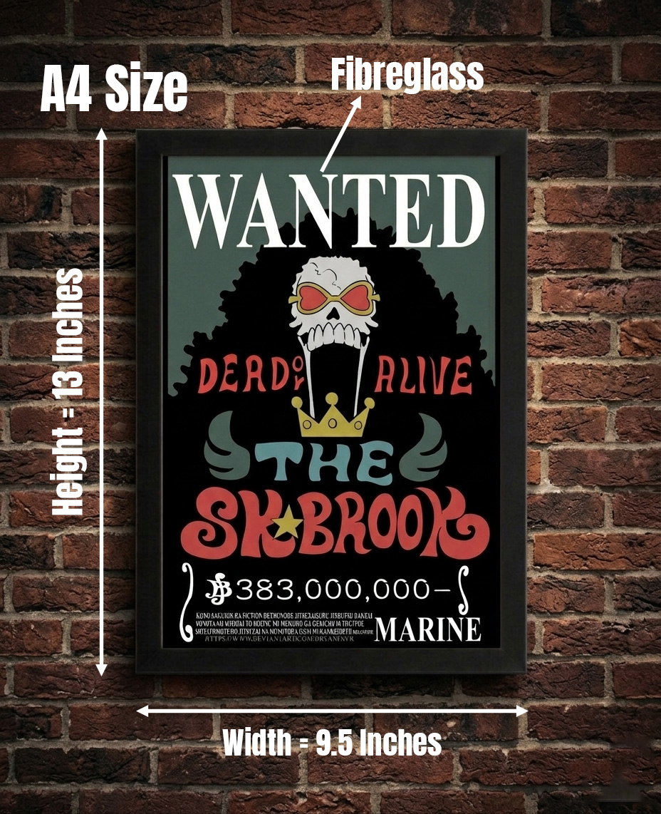One Piece Soul King Brook Wanted Poster - Framed A4 Anime Wall Art