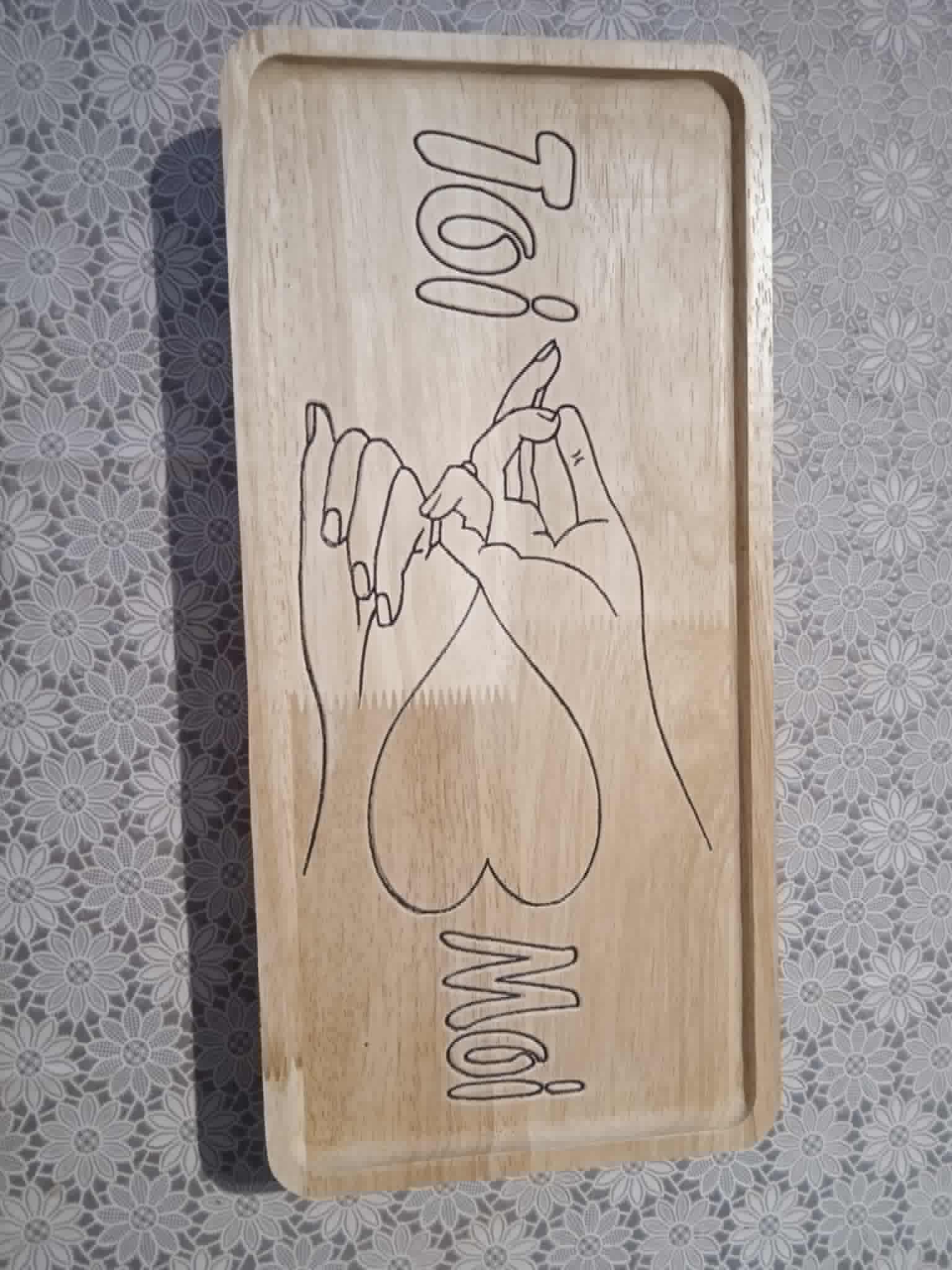 Plateau en bois 'Toi & Moi'