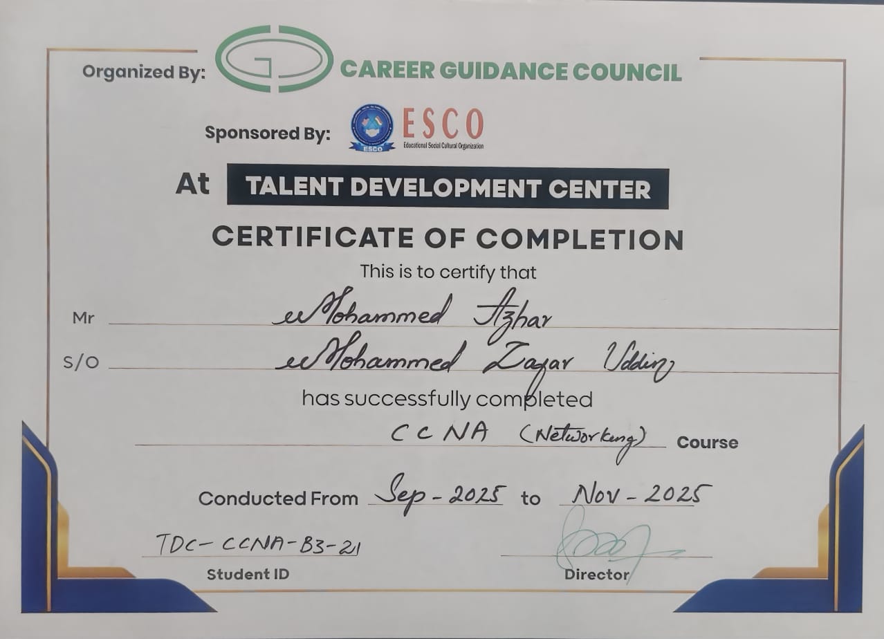 Certificate of Completion - CCNA