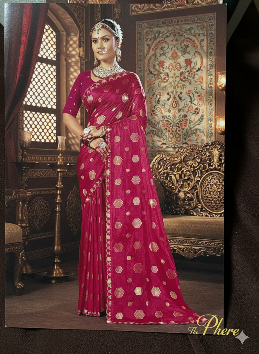 Magenta Banarasi Silk Saree
