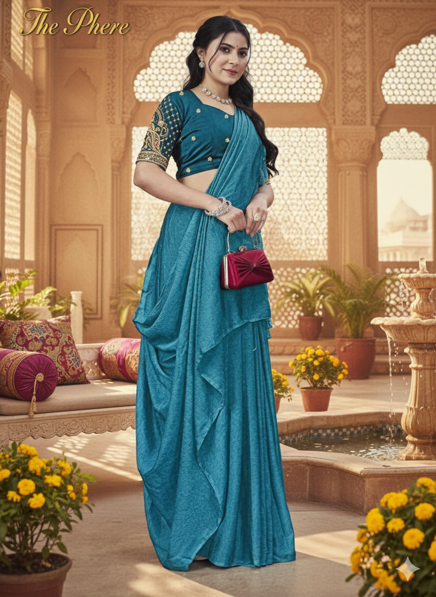 Elegant Blue Draped Saree