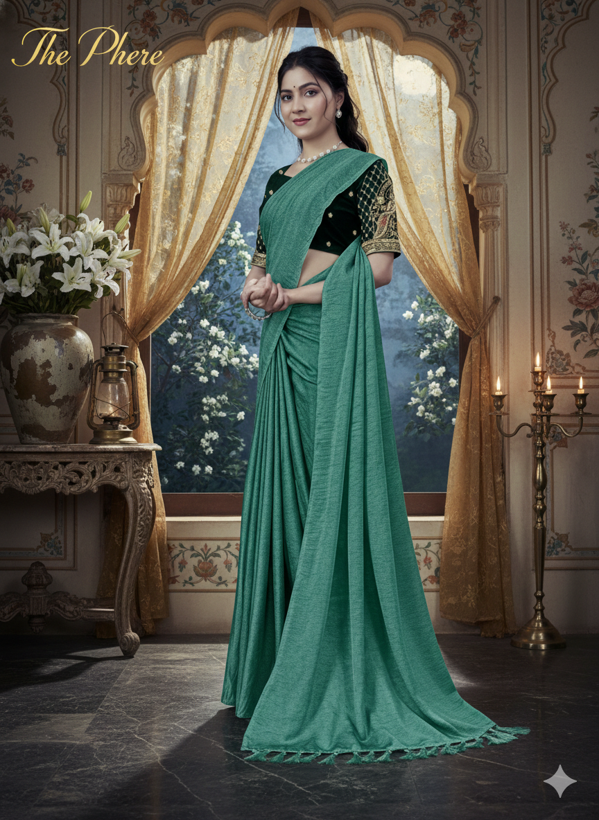 Elegant Teal Saree