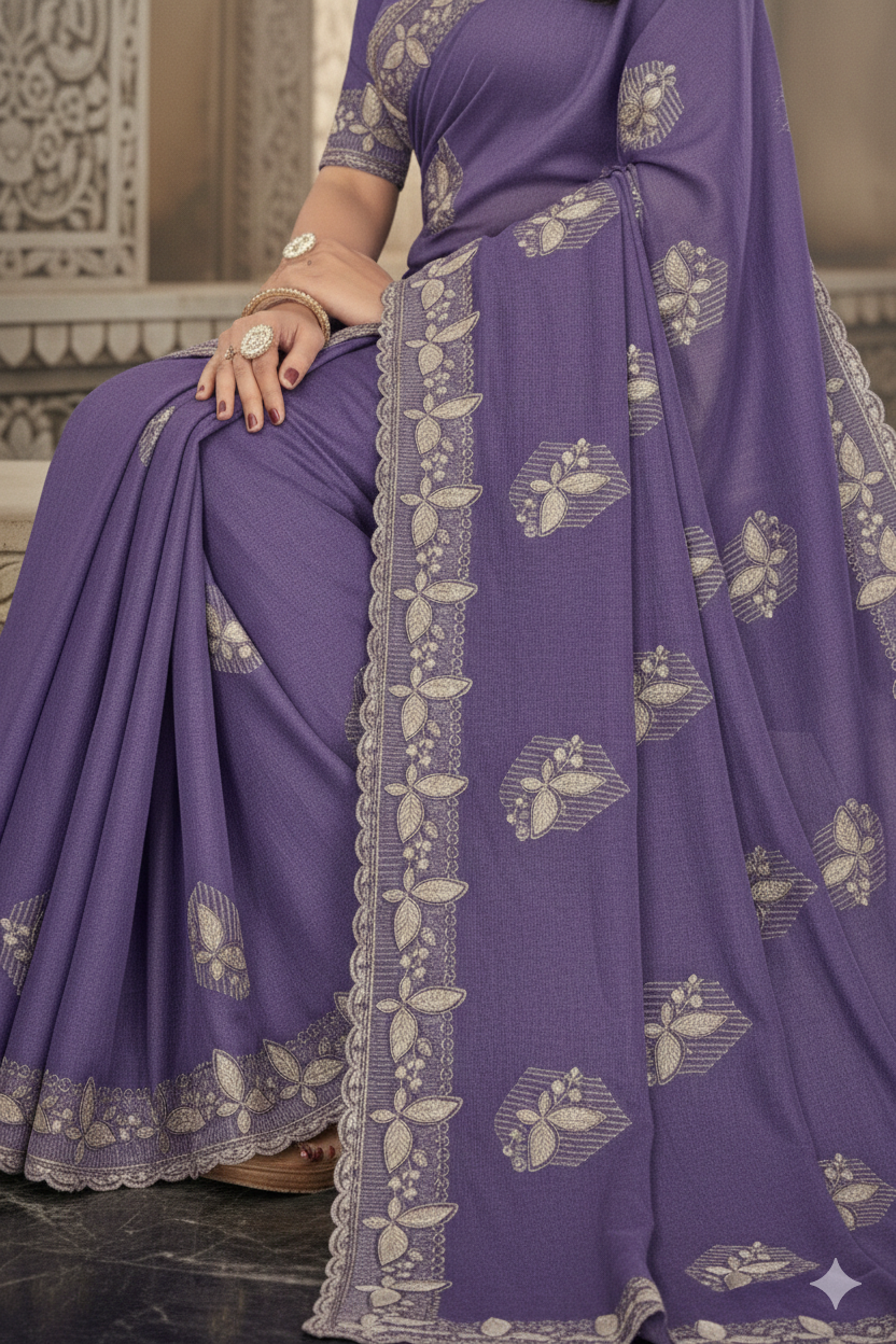 Purple  Designer Saree