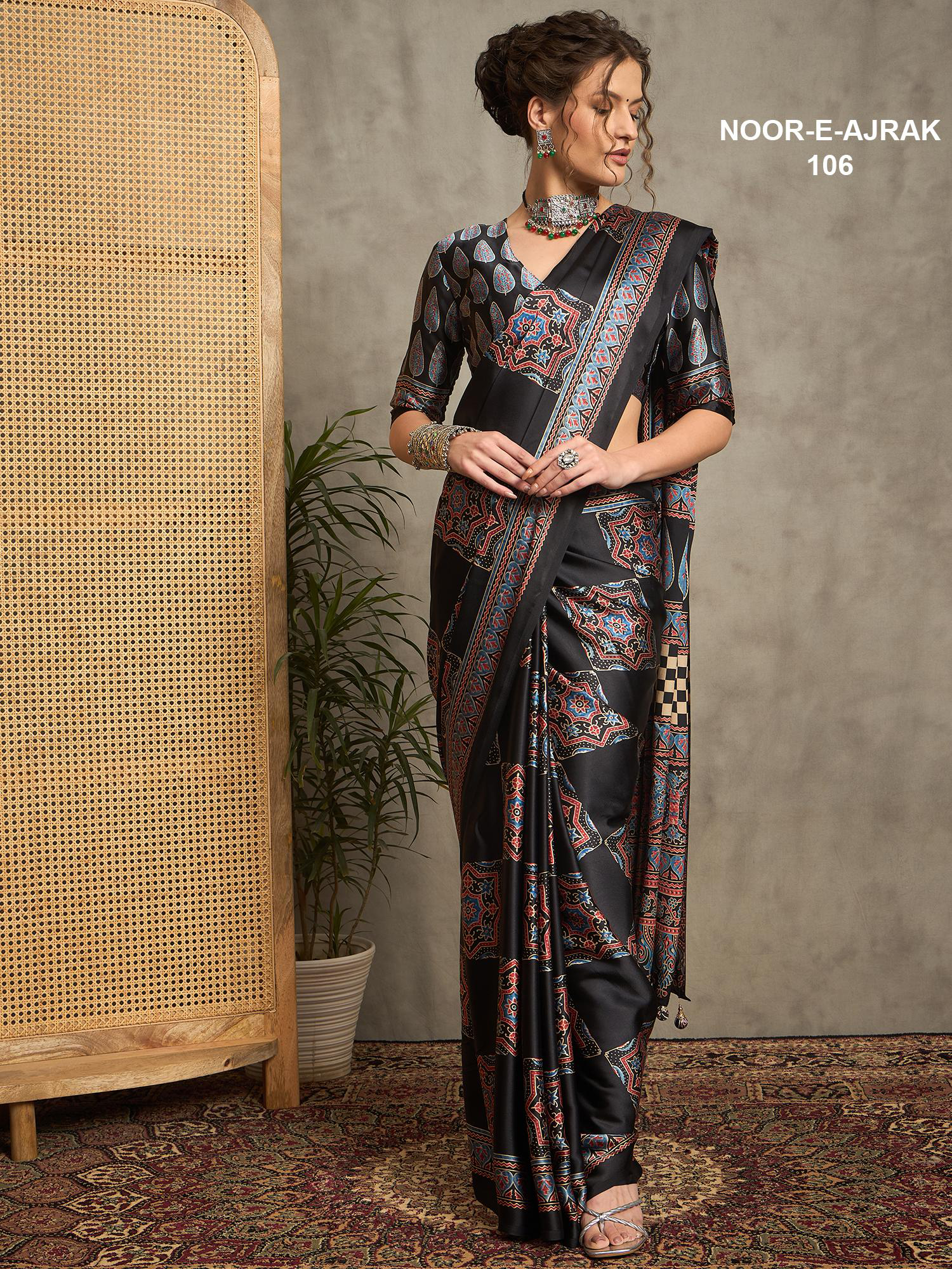 Noor-e-Ajrak Silk Saree