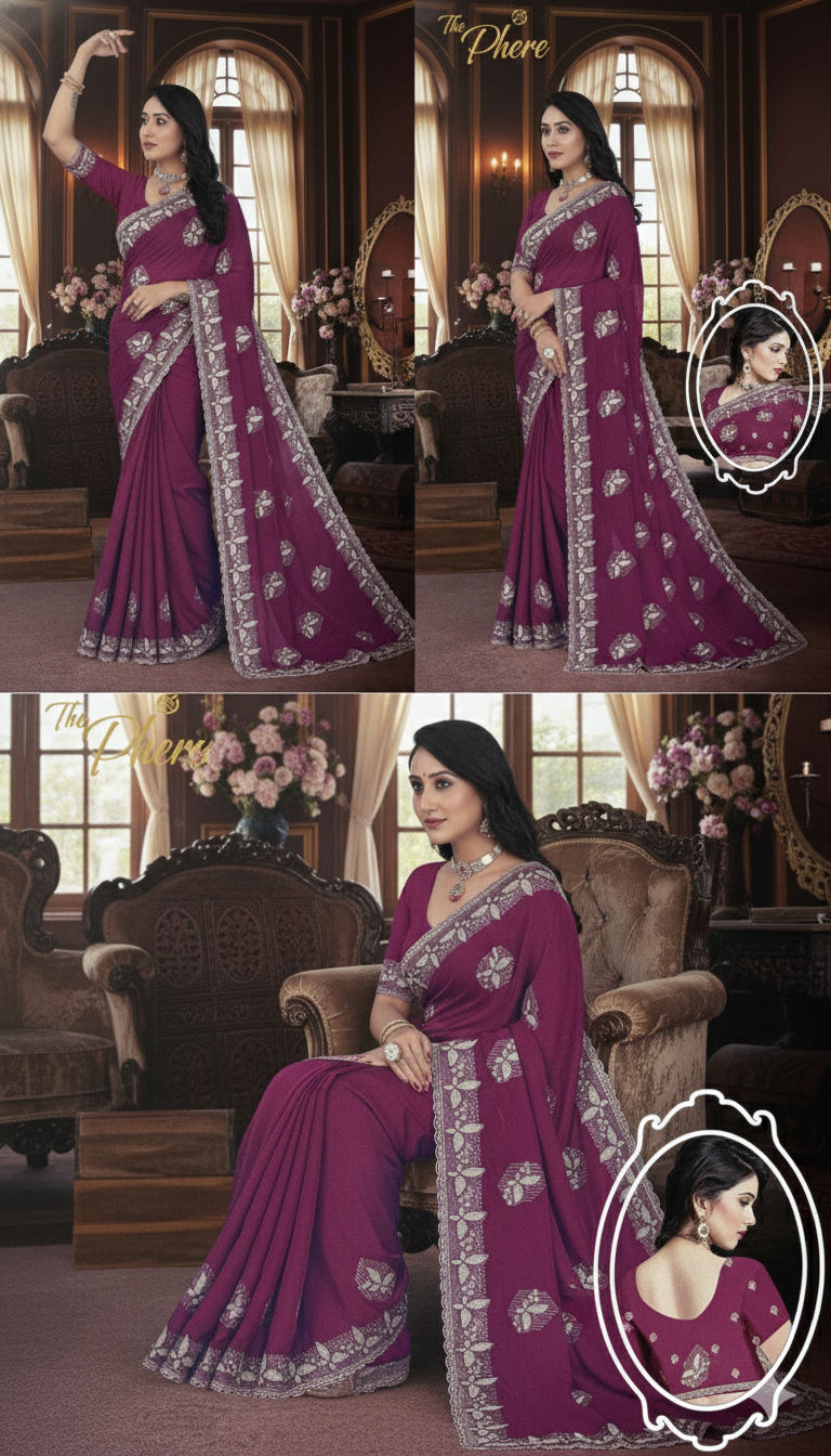 Elegant Purple Designer Saree