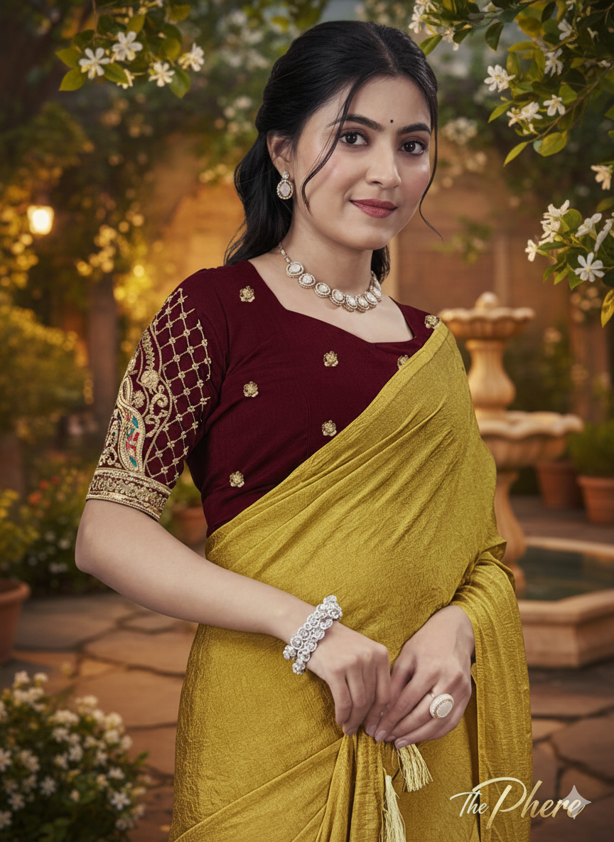 Mustard Yellow Festive Saree