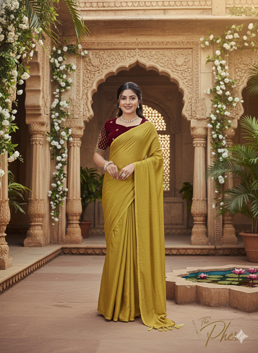 Mustard Yellow Festive Saree