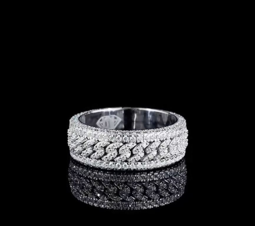 Diamond-Encrusted Silver Ring
