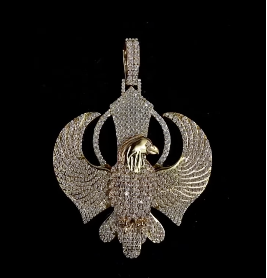 Diamond-Encrusted Eagle Pendant