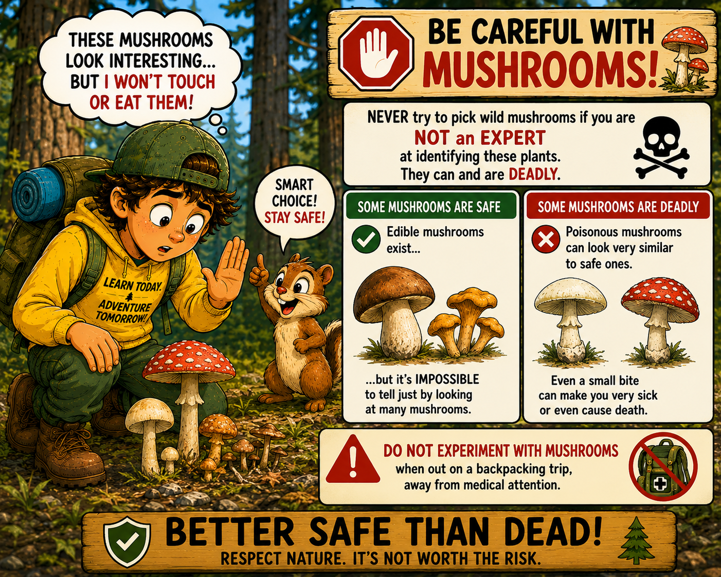 Mushroom Safety Adventure Poster