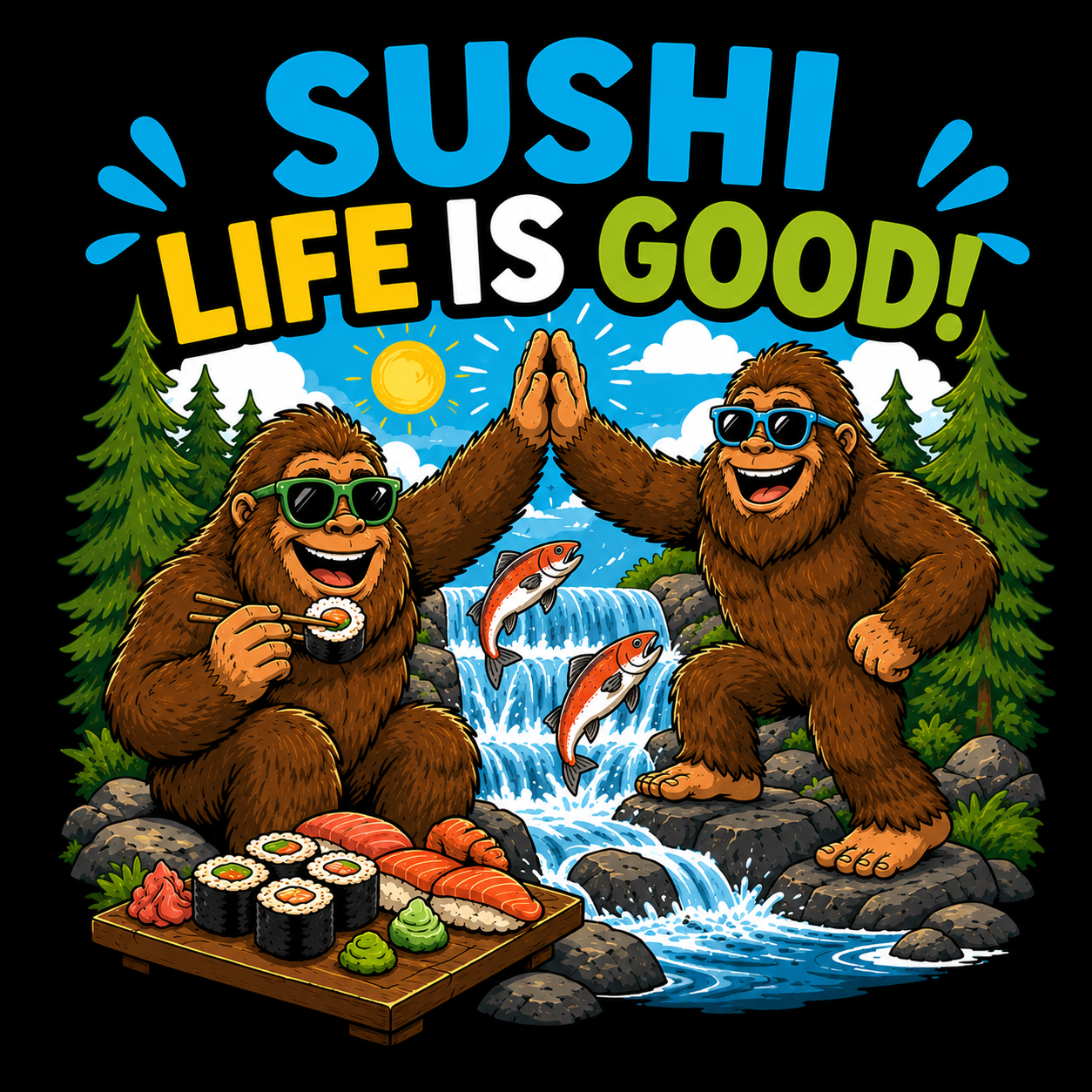 Sushi Life Is Good Sasquatch T-Shirt