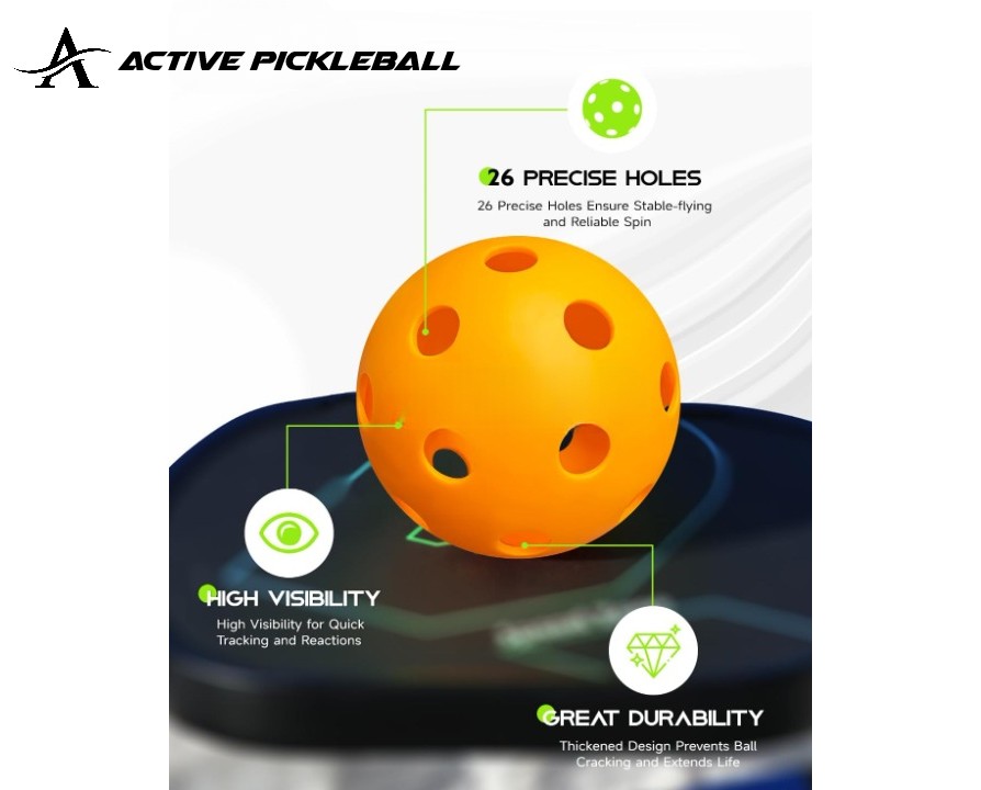 26 Holes Indoor Balls | 6 Pack |  8 Pack, 12 Pack  | Meets USAPA Specifications |