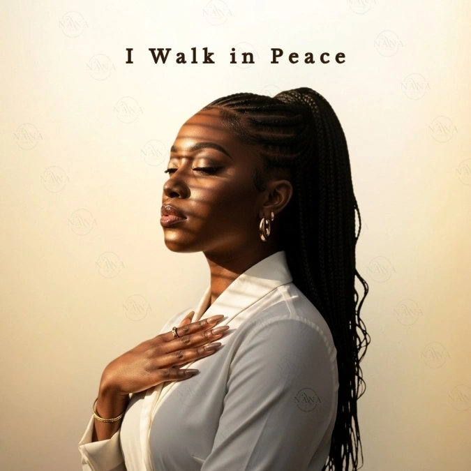 I Walk in Peace | Black Woman Faith Art | John 14:27 Scripture Wall Art Print | Nana Faith Art — Digital Art Print