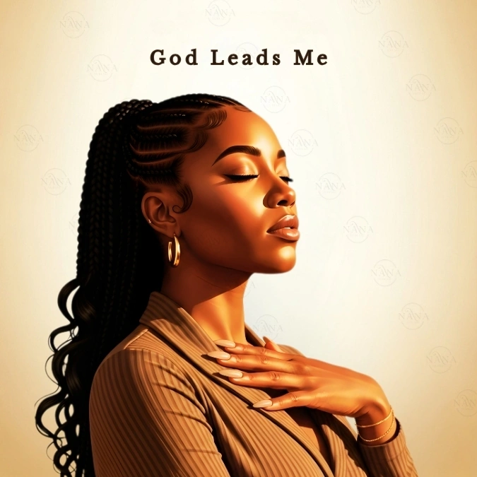 God Leads Me — Black Woman Faith Art — Digital Art Print
